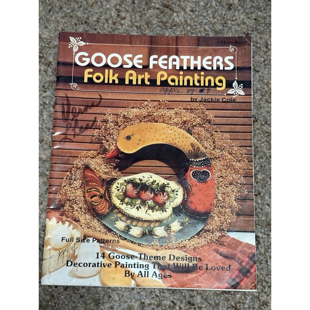 Goose Feathers Jackie Cole Folk Art Painting Pattern Book Plaid 7830 Vintage